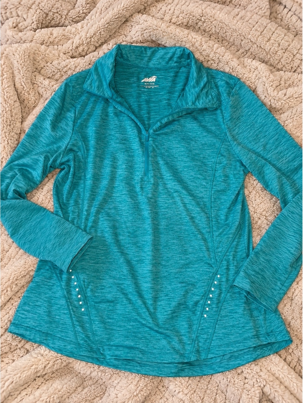 Avia Women's XL 16-18 Teal Heathered Quarter Zip Athletic Pullover